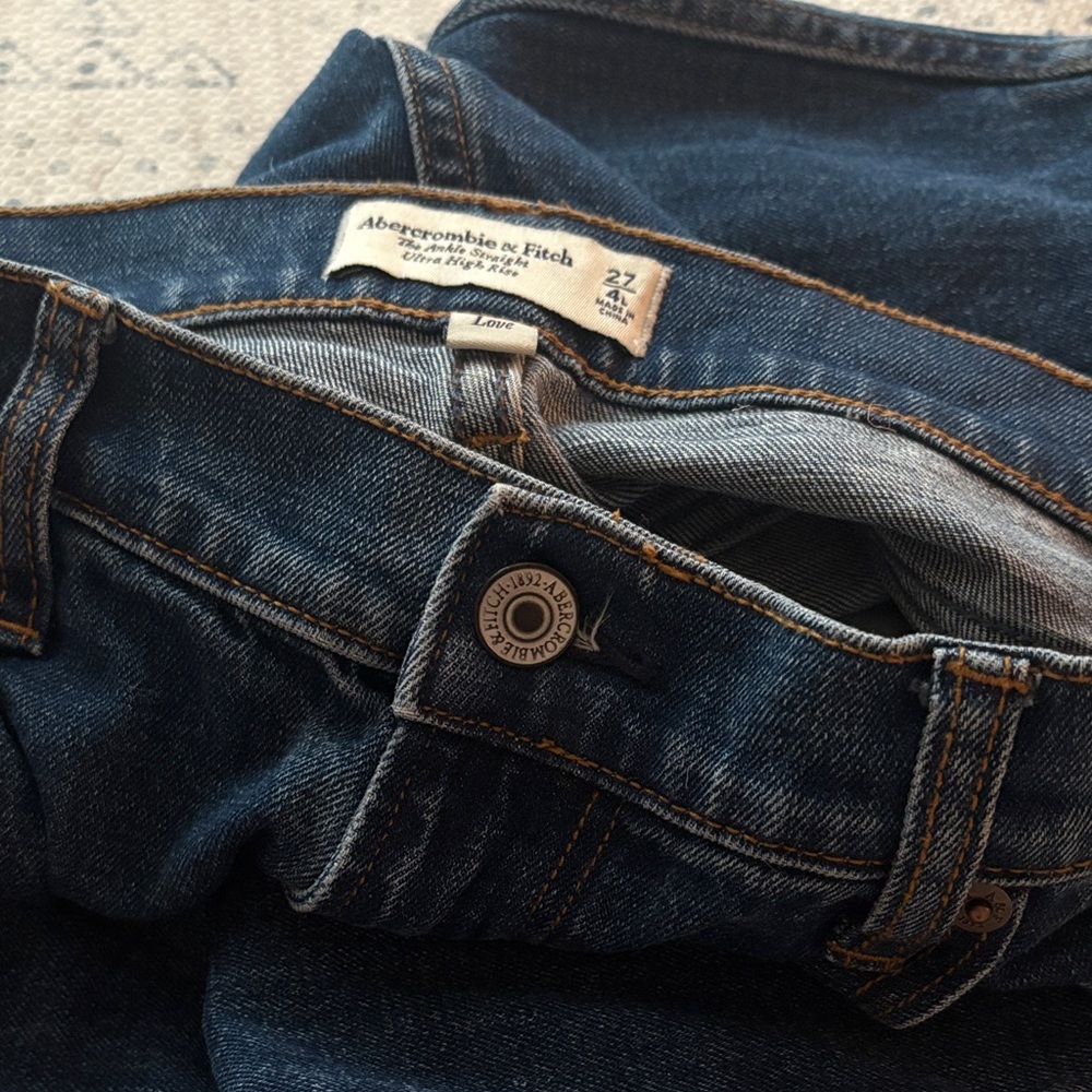 Abercrombie & Fitch Women's Dark Blue Straight Leg Jeans